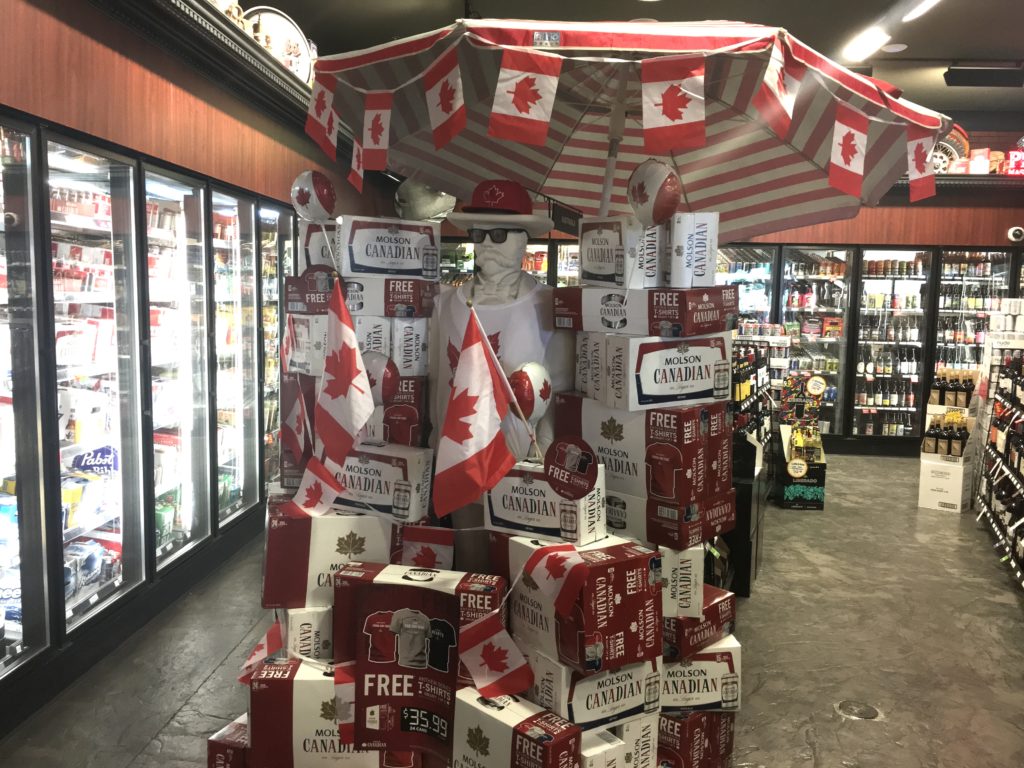Molson Canadian sale with flags