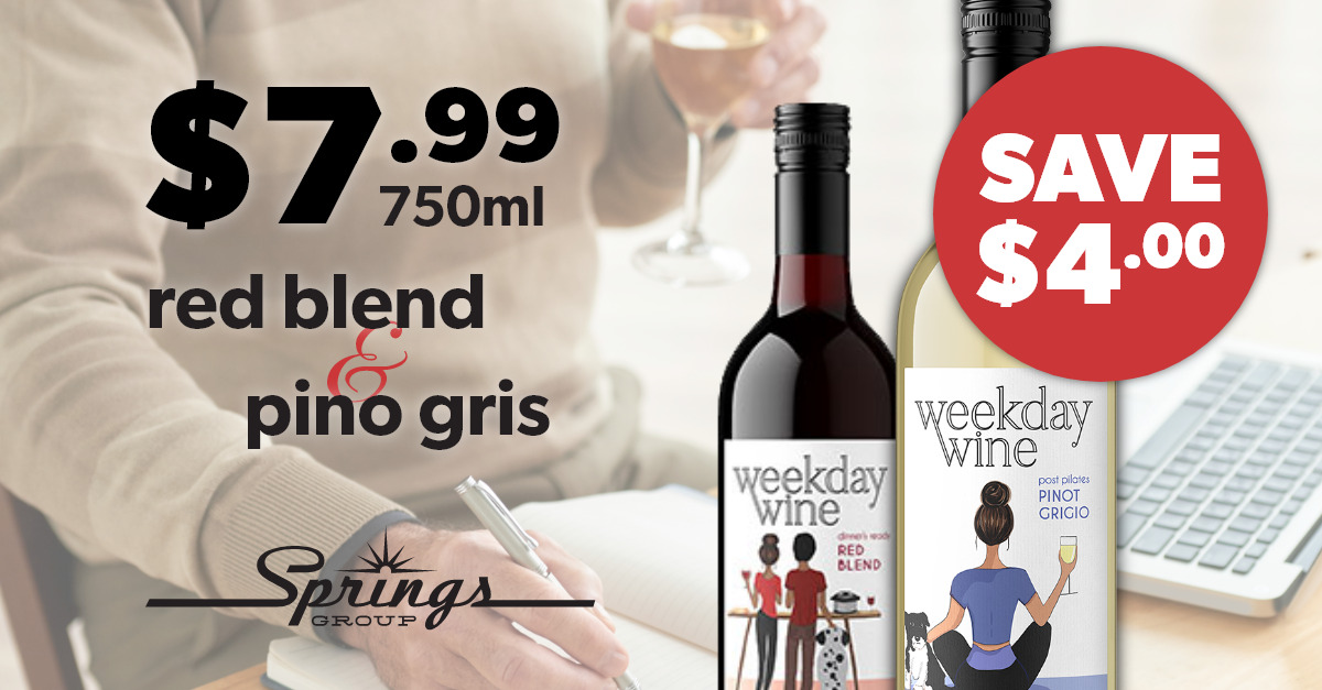 red blend and pinot gris $7.99