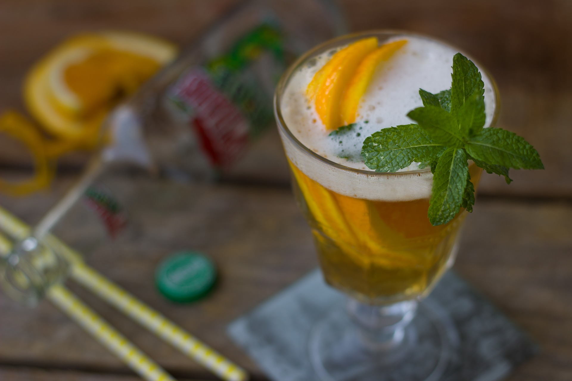 beer cocktail with garnish