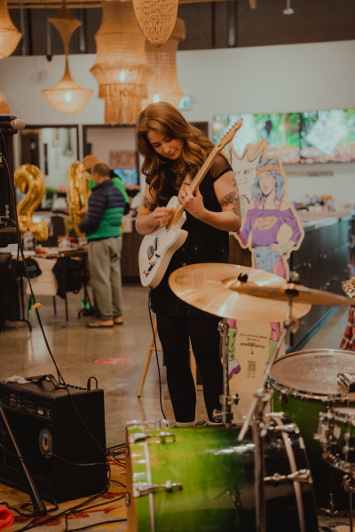 band member with guitar