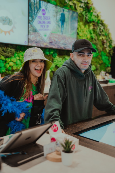 staff members behind counter