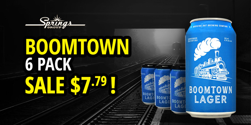 Boomtown Lager 6-pack June sale