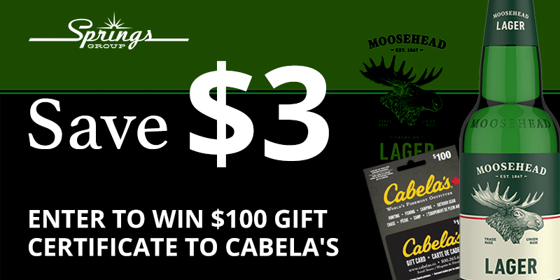 Moosehead October promo with Cabella's gift card
