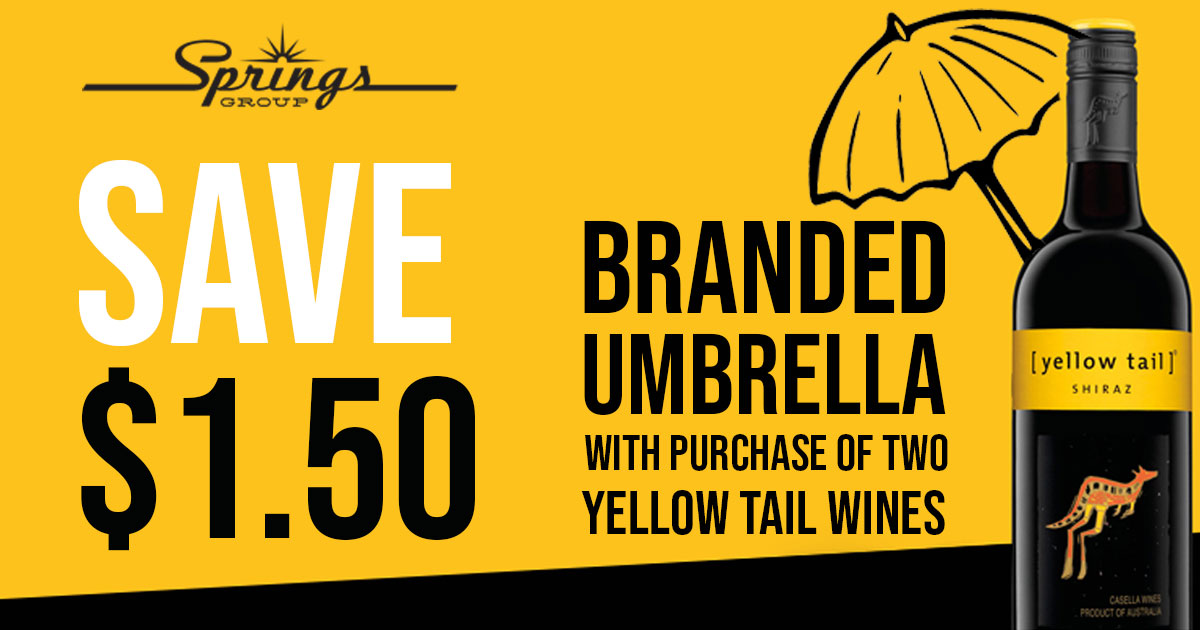 Yellow Tail wines branded umbrella promo December