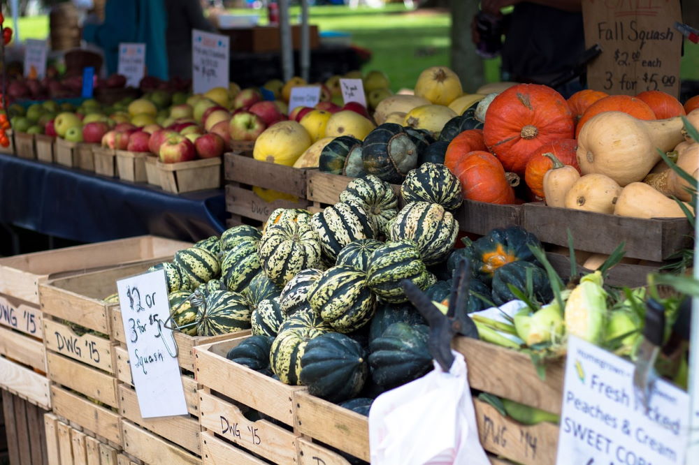 farmer's market with gourds
