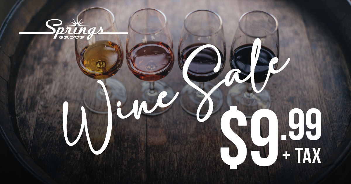 wine sale $9.99 each for May