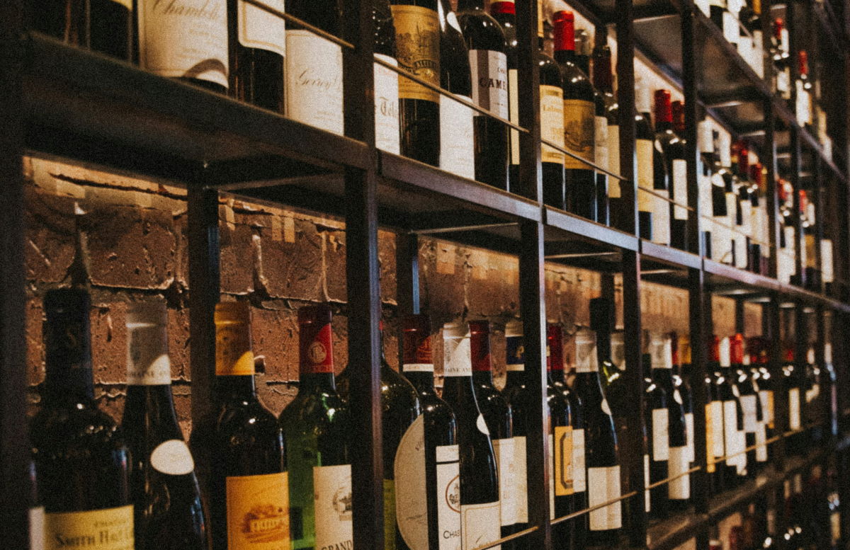 wine selection on display