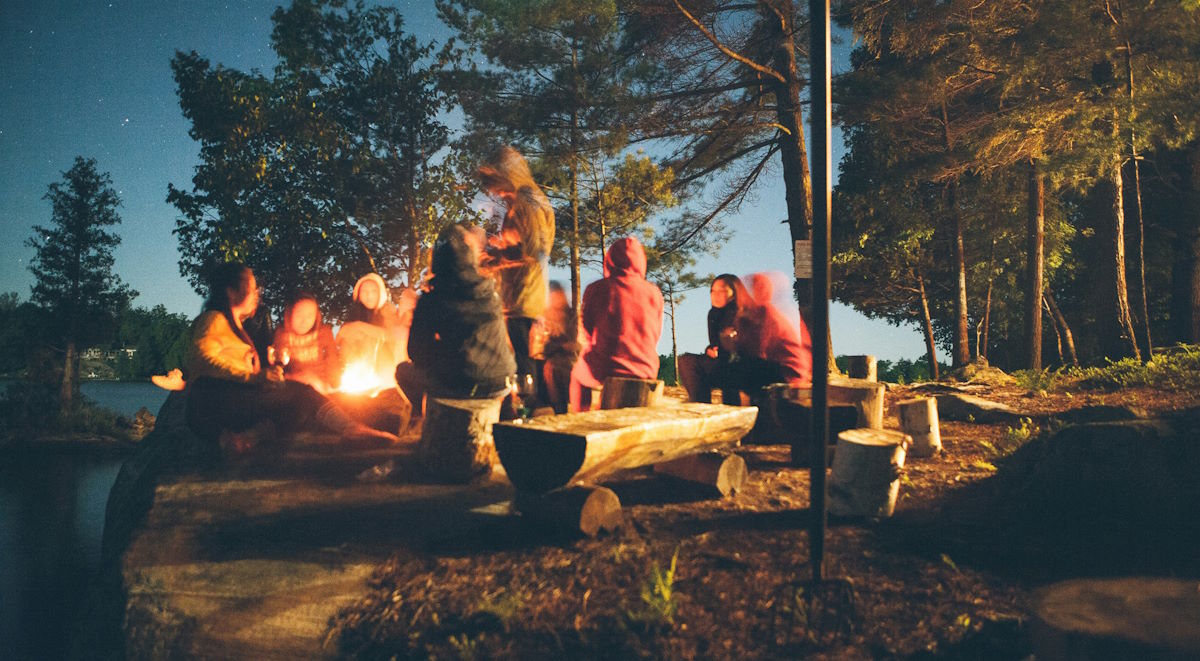 huddling around the campfire 