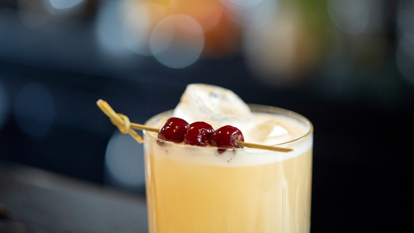 whiskey sour with cherry