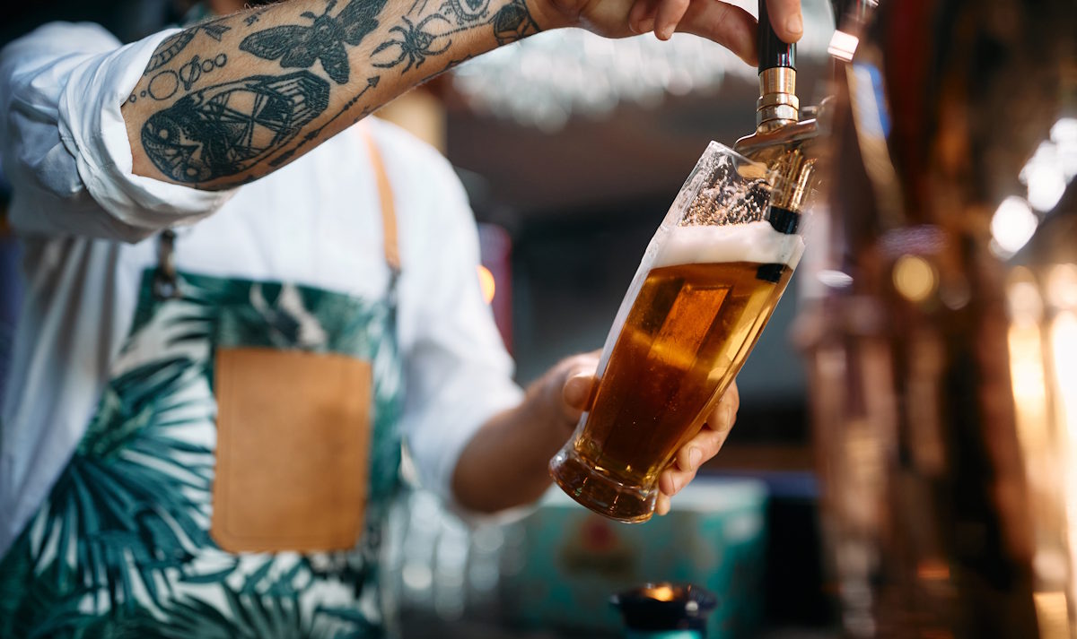 pouring a beer