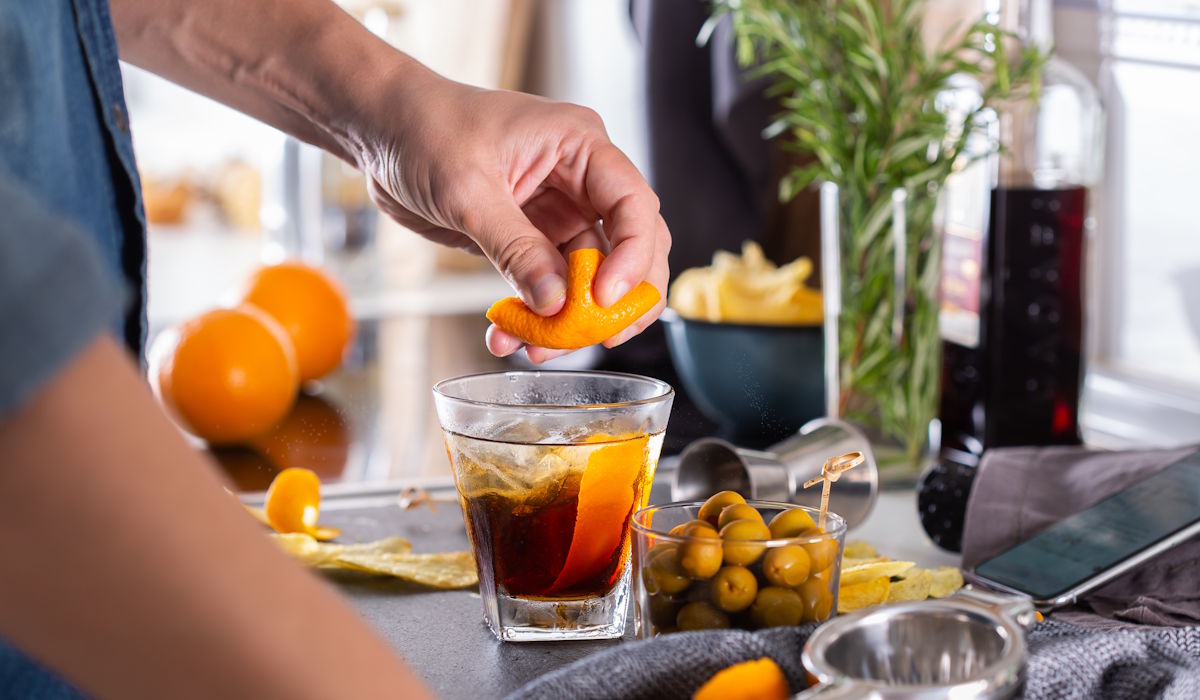 mixing a cocktail
