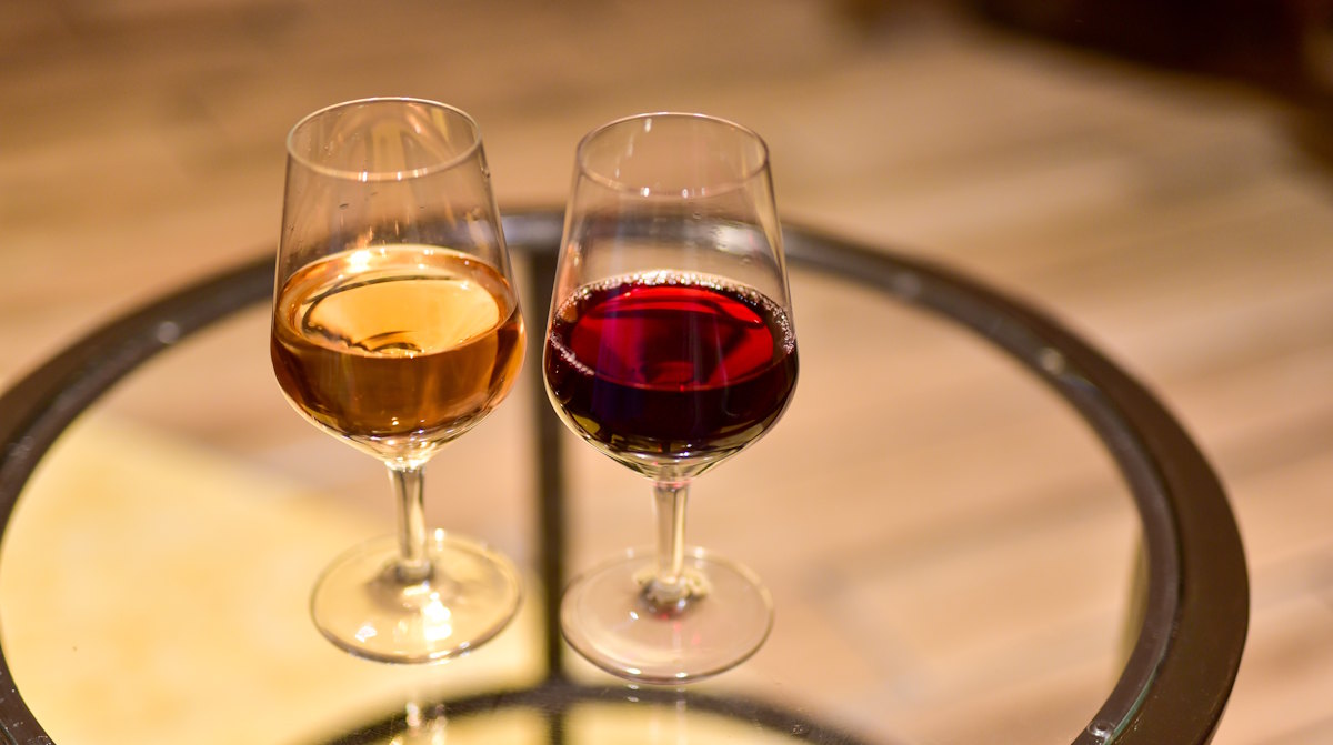 two glasses of fortified wine