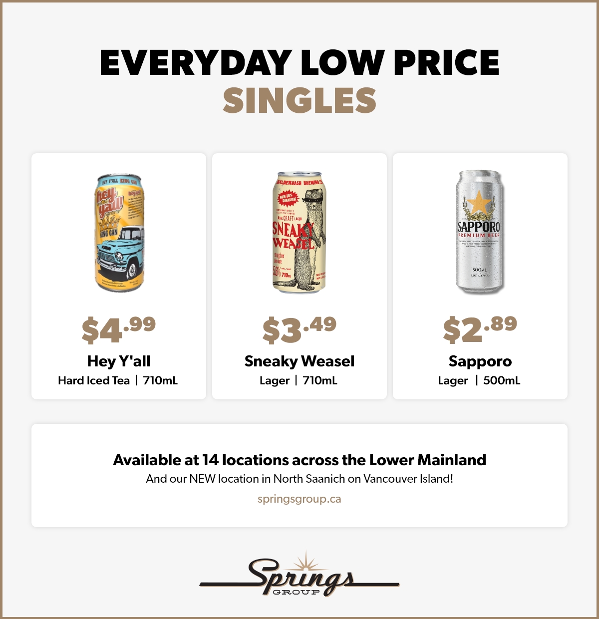 every day low price single cans October 2025