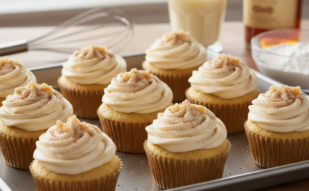 Eggnog Cupcakes with rum buttercream