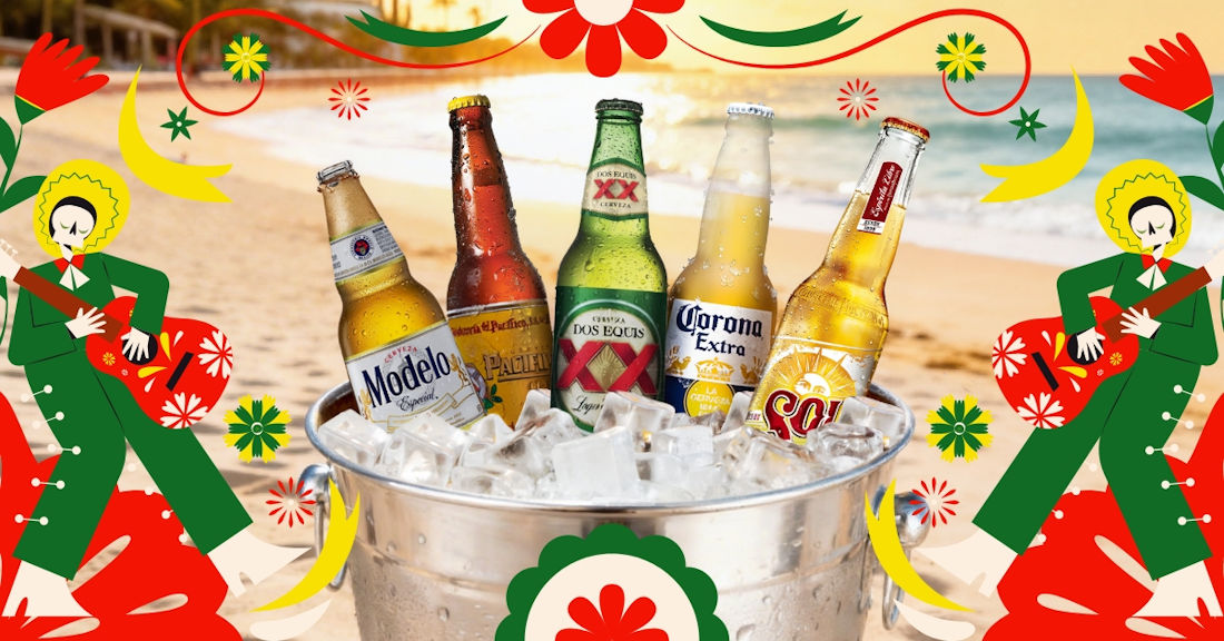 Mexican beers in bucket