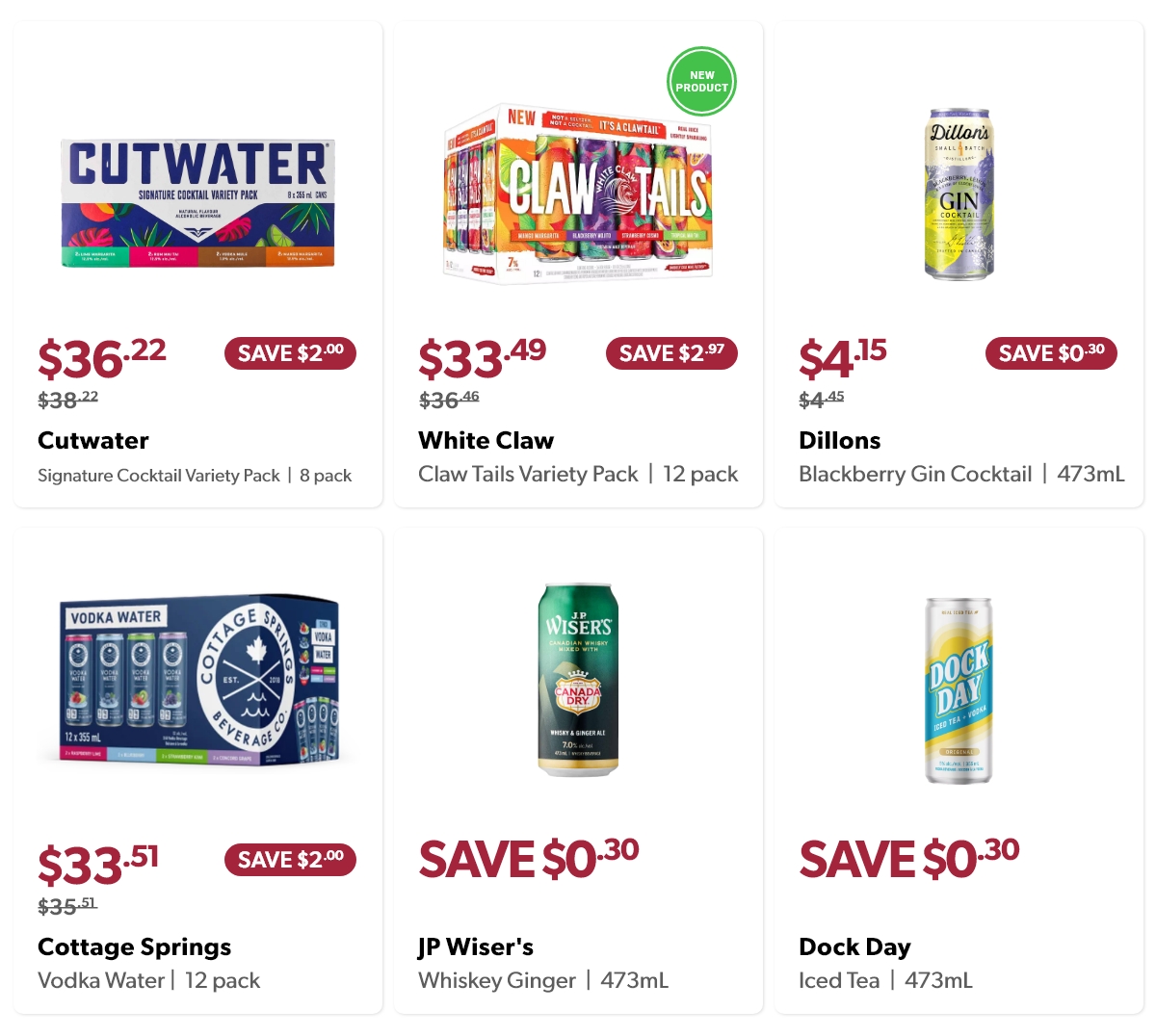 April sale ready to drink mixers