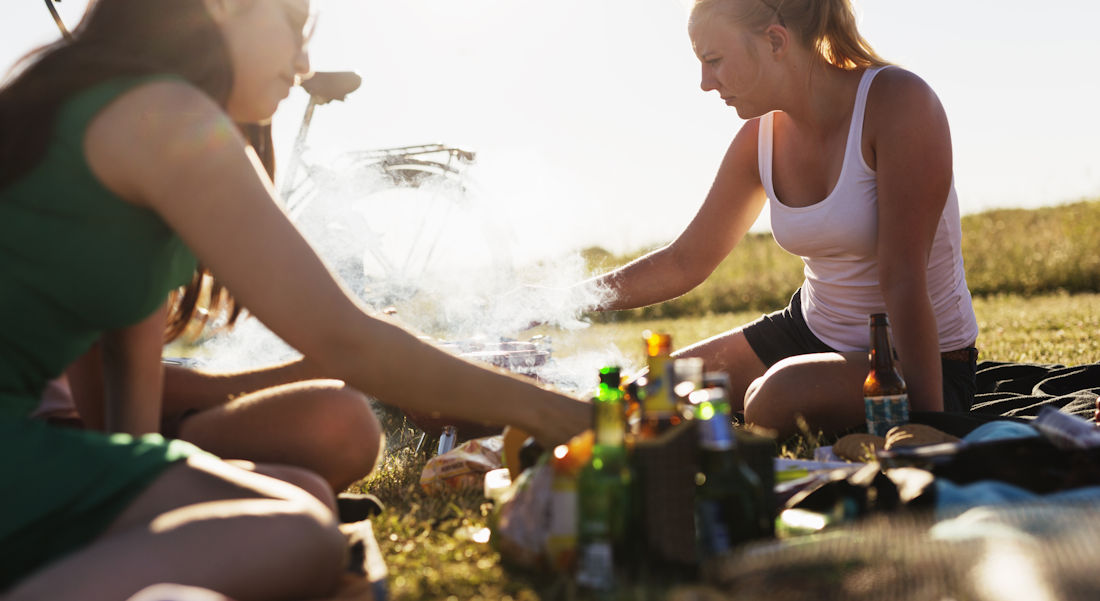 enjoying outdoor picnic